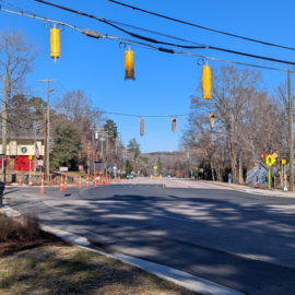 Traffic signals at Intersection of North St and MLK