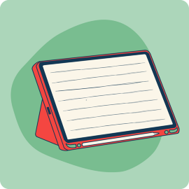 Graphic of ipad open with lines