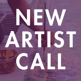 White font saying New Artist Call on purple background