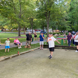 People playing bocce ball