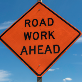 Road Work Ahead construction sign