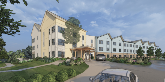 Rendering of Maddry development - a three-story housing complex