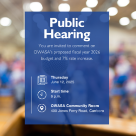 Public Hearing for OWASA's budget and proposed rate increase on June 12