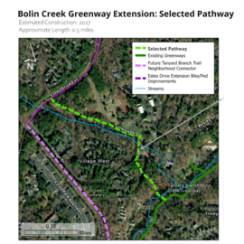Map of bolin creek greenway extension pathway