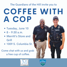 Coffee with a Cop on June 28 at Merritt's Store and Grill from 8 am to 9:30 am