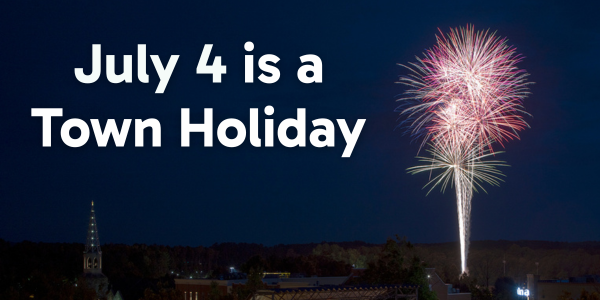 Evening skyline with fireworks - July 4 is a Town Holiday