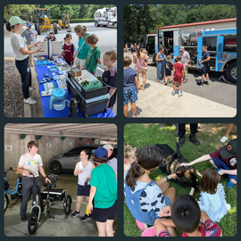 Four frames of people on Open Chapel Hill day in various activities