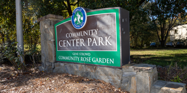 Community Center Park entrance sign