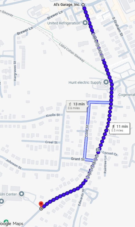 Map of South Merritt Mill Rd. and walk audit route