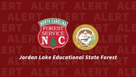 NC Forest Service and NC DAC logos - Jordan Lake Educational State Forest alert