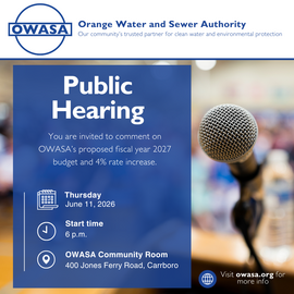 OWASA is holding a public hearing on their proposed FY27 budget and rate increase