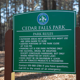 Cedar Falls Park signage