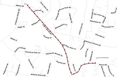 Route for Hickory Grove 4th of July Parade