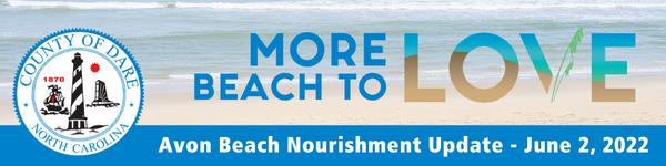 Header graphic which reads, "More Beach to Love - Avon Beach Nourishment Update - June 2, 2022"