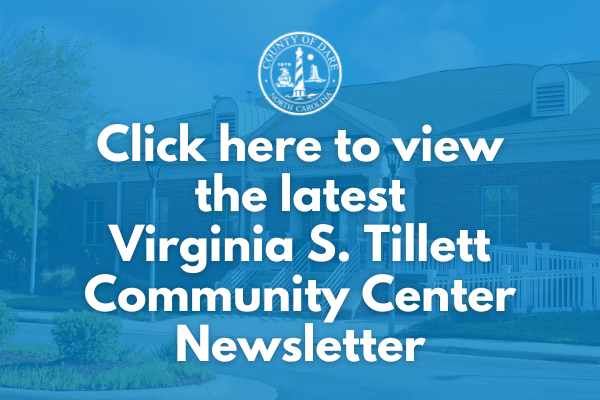 Graphic which reads, "Click here to view the latest Virginia S. Tillett Community Center Newsletter"