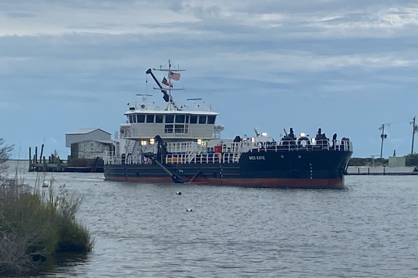 Image of the Miss Katie entering the Wanchese Harbor