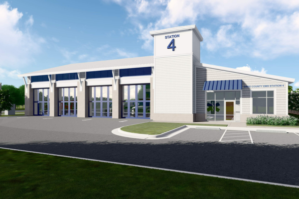 Rendering of the EMS Station 4 building.