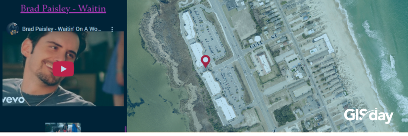 Screenshot of the map location for Brad Paisley's music video, "Waitin' on a Woman"