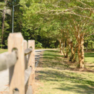 Image of the gravel walking trail at the North End Park in Manteo, NC.