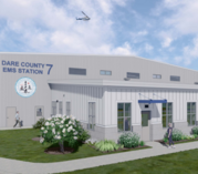 Image of a rendering of the new Dare MedFlight Hangar/Dare County EMS Station 7