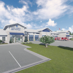 Rendering of the new Dare County EMS Station 1 and Kill Devil Hills Fire Department Station 14 building.