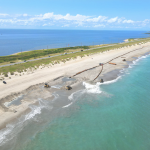 Aerial image of beach nourishment in Buxton.