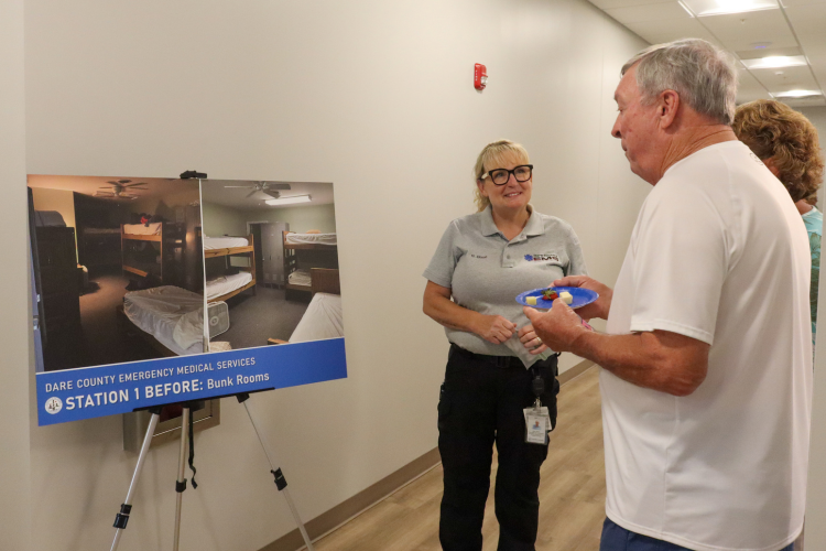 Image of Dare County EMS staff giving tours of the facility.