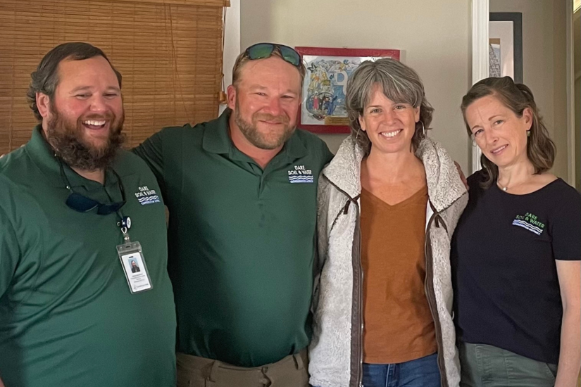 Dare Soil & Water Community Conservationist Charlie Sanders, Chairman Matt Paulson, Board member Erin Fleckenstein and Vice Chair Lora Eddy.