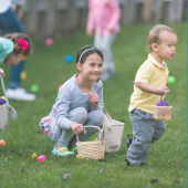 Image of children on an Easter egg hunt.