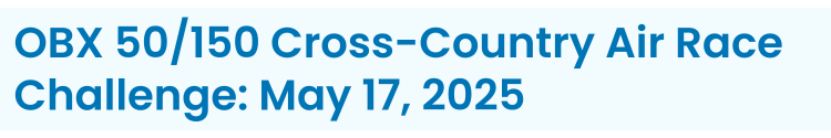 Section heading: OBX 50/150 Cross-Country Air Race Challenge: May 17, 2025