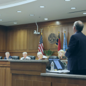 Image of the Dare County Board of Commissioners meeting. 