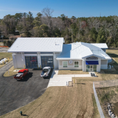 Aerial image of the exterior of the new EMS Station 8.