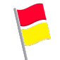 Graphic of a red and yellow flag.