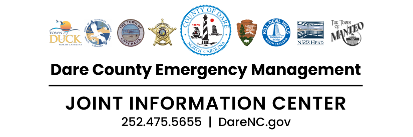 Header: Dare County Emergency Management Joint Information Center 252.475.5655 | DareNC.gov