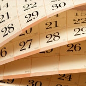 Close-up image of pages in a monthly calendar.