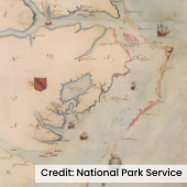 Graphic of a 16th Century Map of the East Coast of America by John White. Credit: National Park Service