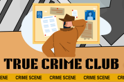 True Crime Club image of investigator and crime scene tape