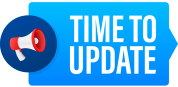 "Time to update" with megaphone