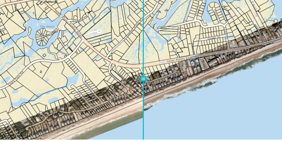 Aerial map imagery of Hatteras Village.