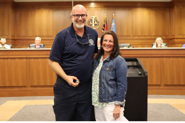 Image of Daniel Lee and Shanna Fullmer during the Board of Commissioners meeting