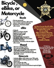 Flyer with regulations for Bicycle, Ebike, or Motorcycle