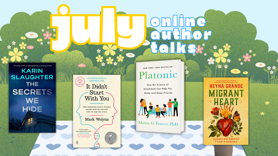 July online author talks four book covers