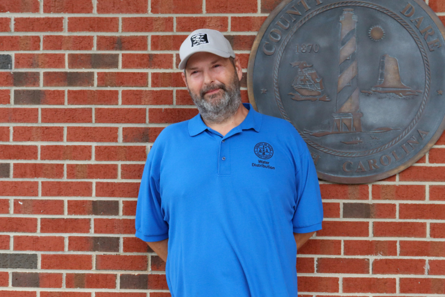 Dustin Respass, Distribution Field Supervisor for the Dare County Water Department, 20-year pin. 