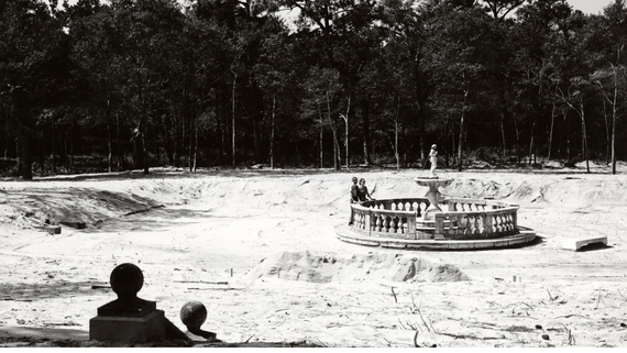 Elizabethan Garden being constructed on Roanoke Island by NC Garden Clubs 1953. (Credit: Outer Banks History Center)