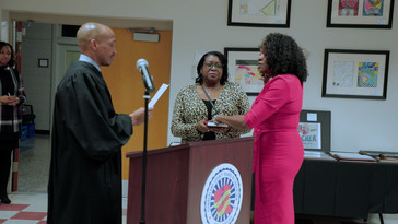 Ms. Brown takes the oath of office.