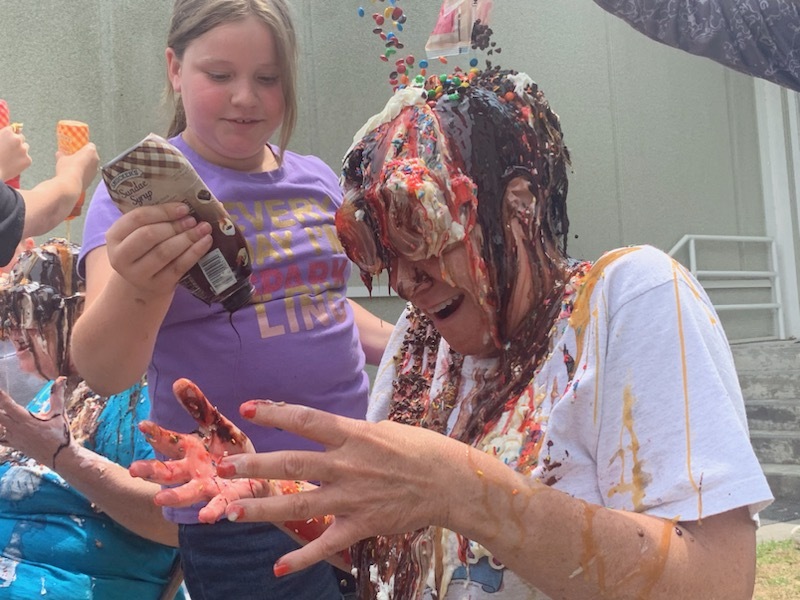 Principal Jeanna Daniels Being Icecream Sundaeed