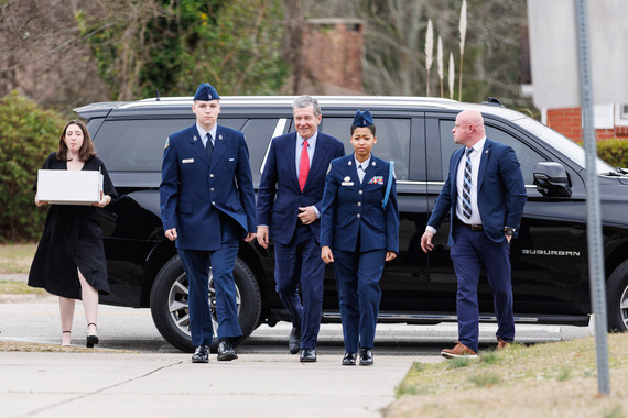 Governor Cooper Arriving at E.E. Smith High School