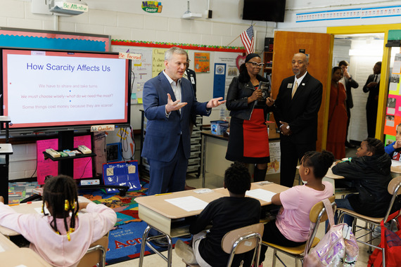 The Governor speaks to the students