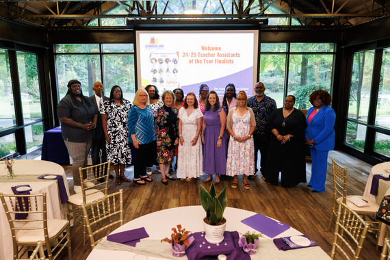 2025 CCS Teacher Assistant of the Year Finalists pose with district leaders