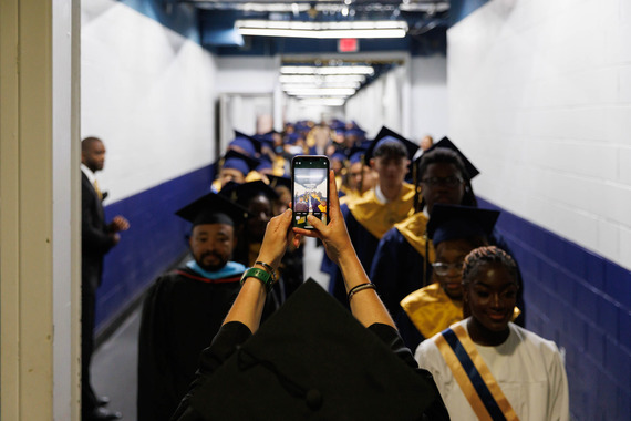 Graduates lined-up in the tunnels